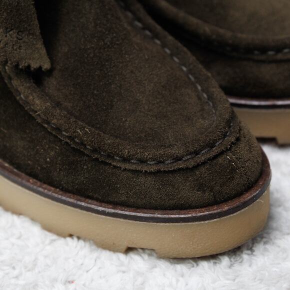 Clarks Original Wallabee Olive Green Suede Block Heeled Shoes Womens 7.5 EU 38 - Picture 11 of 16